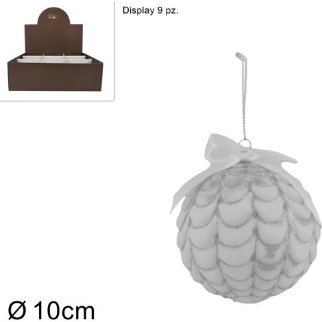 PALLA VETRO PIGNA DIAMETR 10 CM COLORE BIANCO