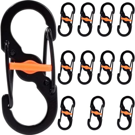 Lot de 12 mousquetons en forme de S en acier inoxydable - Mini mousqueton en forme de S - Pour alpinisme, randonnée et équitation (1/5)