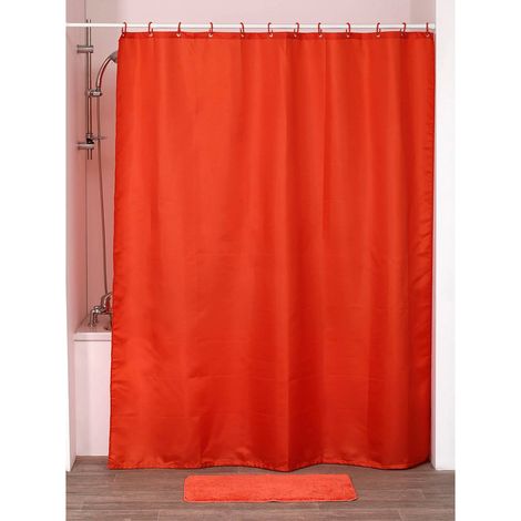 Tenda da doccia in poliestere 180x200 cm 12 anelli pp - arancione - Tendance (1/2)