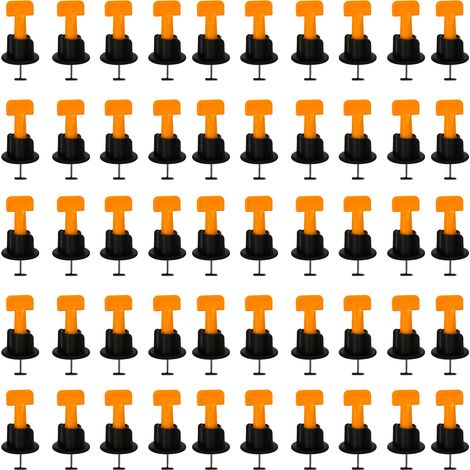 Lot de 50 cales de carrelage 1,5 mm réutilisables orange PP acier inoxydable outil de nivellement pour rénovation maison (1/5)