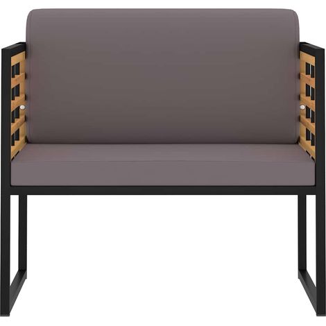 Lot de 2 Chaises de jardin et de camping avec coussins, Chaise de relaxation, Bois d'acacia Gris foncé OIB2475E (1/5)