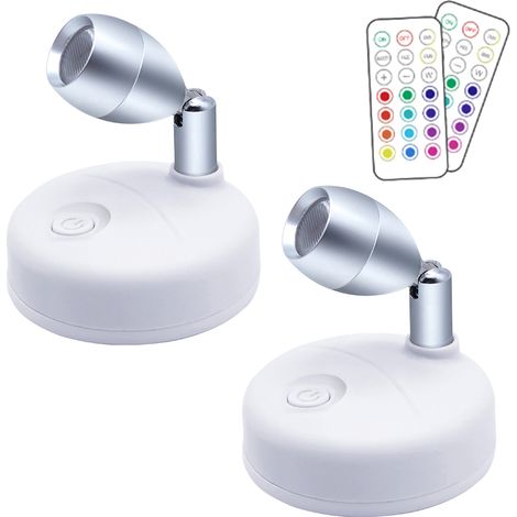 RGB-LED-Unterbauleuchten, 2er-Pack, 13 wechselnde Farben, einstellbare Helligkeit, 30/60-Minuten-Timer, AA-Batterien (13 Farben) (1/5)