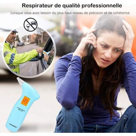Alcootest, testeur d'alcoolémie numérique, détecteur d'alcool Portable avec 3 embouchures Bleu (1/4)