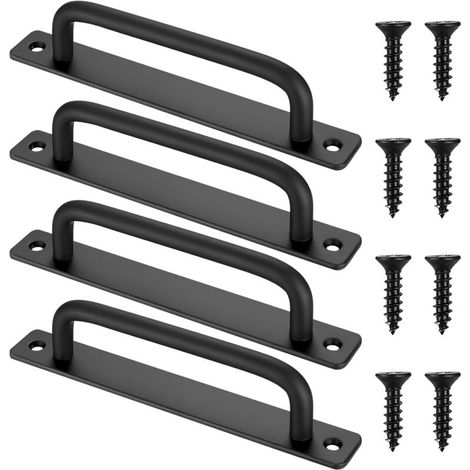 Set de 4 Poignées pour Portes Coulissantes, Poignées de Placard Noires pour Armoires,Poignées de Porte de Cabane