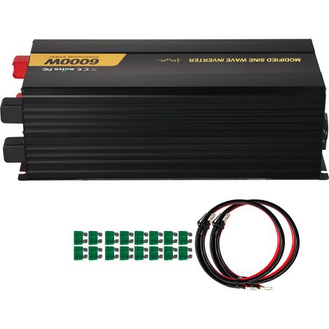 Mophorn-Wechselrichter, 6000 W, modifizierte Sinuswelle, DC 12 V auf AC 230 V Konverter mit LCD-Display, Fernbedienung, EU-Steckdosen für Auto, Wohnmobil, Boot, Camping