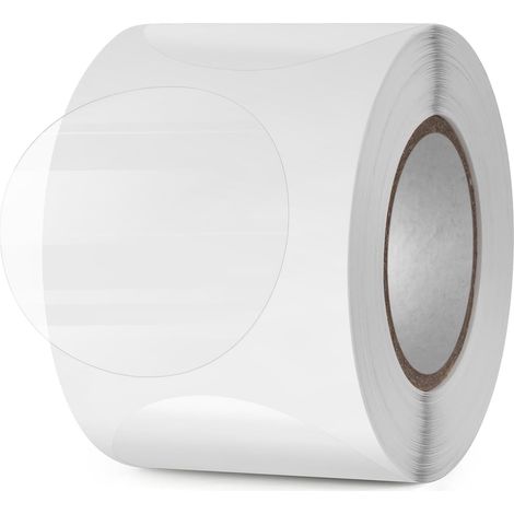 Lot de 500 étiquettes autocollantes rondes transparentes de 50 mm pour enveloppes, boîtes, emballages cadeaux (1/5)