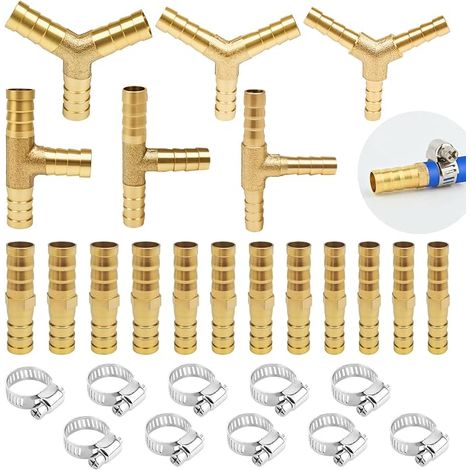18 Pièces Raccord Durite Essence avec 10 Colliers de Serrage Type droit / T / Y Raccord de Tuyau de Carburant Convient pour les tuyaux d'air, les tuyaux d'eau, les tuyaux de carburant (6 / 8 / 10 mm) (1/5)