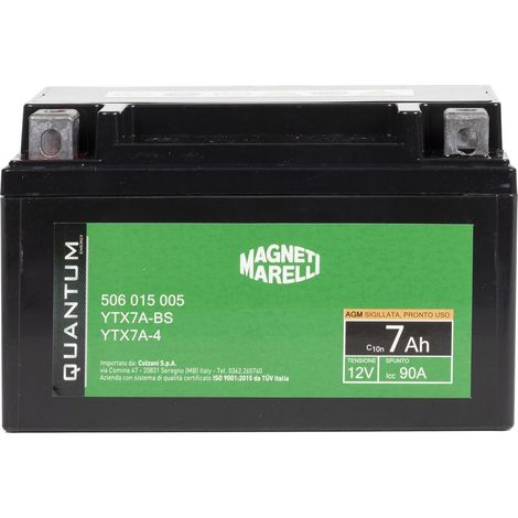 Magneti marelli batteria moto e scooter 7AH 12V 90A tecnologia AGM sigillata polo positivo sinistro