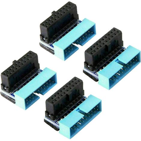 Adaptateur d'extension USB 3.0 20 broches mâle-femelle à 4 ports, avec coudes à 90 degrés, compatible avec les cartes mères. (1/4)