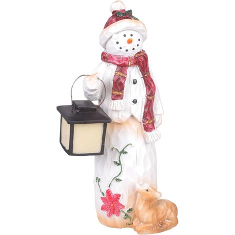 Figurine de Lanterne de Bonhomme de Neige en résine, Figurine Mignonne, Fournitures Artisanales décoratives pour Les Vacances de noël, fête du Nouvel an, Bonhomme de Neige (1/5)