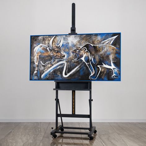 Gemälde Börse Rahmen Blau 120x60 cm (1/5)