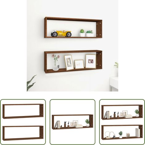 Holzregal - Wandregale 2 Stk. Braun Eichen-Optik 80x15x26,5cm Holzwerkstoff (1/5)