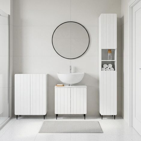 vidaXL Juego de armarios de baño de 3 piezas ZWOLLE Blanco Brillante (1/5)