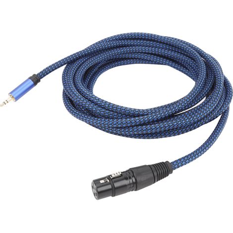 Câble audio XLR mâle-femelle 3,5 mm blindé 22 AWG pour microphone, table de mixage, carte son, caméra, 5 m (16,4 pi) (1/5)