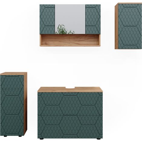 Set mobili bagno Irma, Verde, 4 parti, Vicco