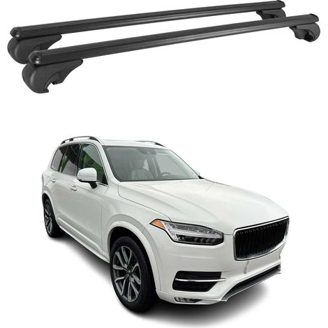 OMAC Aluminium Dachträger Querträger für Volvo XC90 II 2015-2019 Pre-FL – TÜV / DIN 75302:2019 – Abschließbar – Max. 75 kg – 2 Stangen Schwarz (1/5)