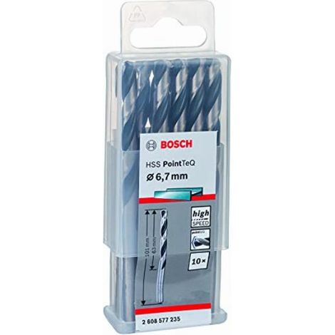 Trapano a spirale in metallo HSS PointTeQ, DIN 338, 6,7 mm, confezione da 10