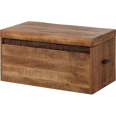 Cassapanca in legno di Acacia 80x40x40 Laccato naturale BARK 123