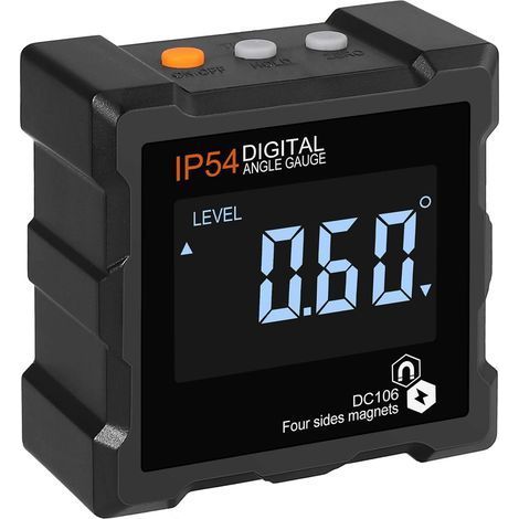 Inclinomètre Numérique LCD 360° Inclinometre Digital Magnétique Inclinomètre Electronique, Arrêt Automatique, avec Rétro-Eclairage Magnétique, 4 Côtés Magnétiques, étanche IP54 (avec Piles) (1/5)