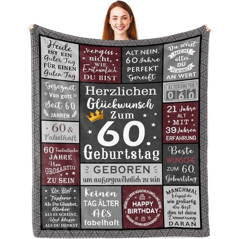 Decke 150x130cm 60 Geburtstag Mann Geschenk 60th Geschenk 150x130CM (1/5)