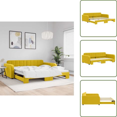 The Living Store Tagesbett Ausziehbar Gelb 100x200 cm Samt - Schlafsofa (1/5)