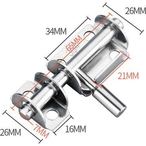 (2 pièces, argent) serrures de porte en acier inoxydable avec vis, boulons coulissants pour salle de bain, toilettes, jardin, abri (1/3)