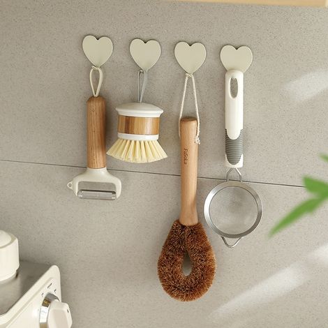 Pack de 6 crochets auto-adhésifs, crochets muraux robustes pour porte de cuisine