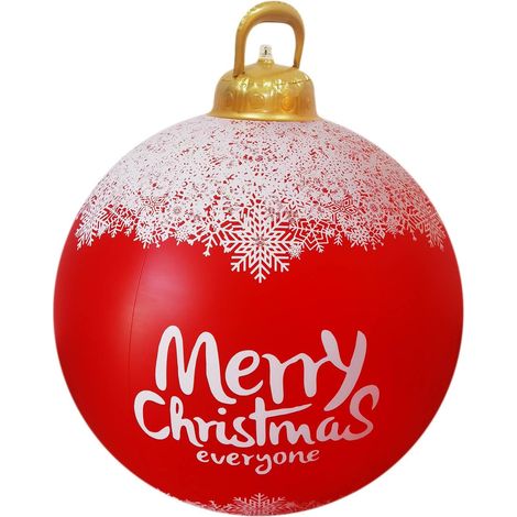 Boule de Noël gonflable géante de 60 cm - Décoration de Noël gonflable géante pour l'extérieur - C (modèle avec lumière)