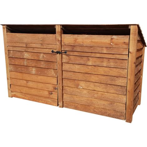 Wooden Log Store Reverse Roof, W227xH126cm (Brown finish) With doors