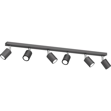 Rail 6 spots orientables gris foncé/chrome GU10 8W Striper