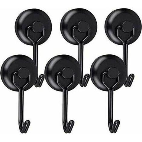 Starker Magnethaken, Neodym-Magnet, schwarz, drehbarer Magnethaken, Magnethaken für Küche, Geschirrtuch, Brett, 6er-Pack, T-Audace (1/4)