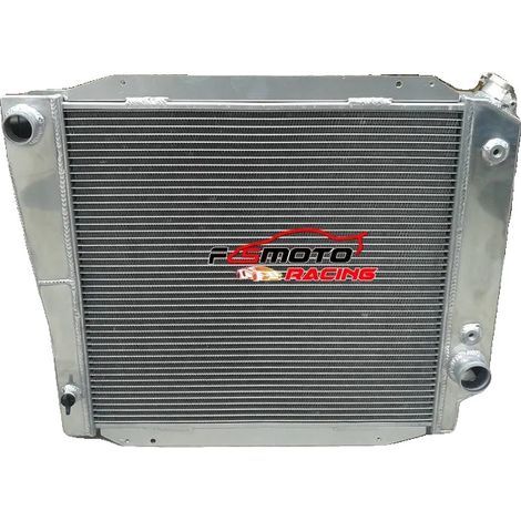 Radiador de aluminio, tamaño del núcleo 17 1/4" x 21 1/2", tamaño total 23" x 23 1/2", compatible con Ford Bronco 289/302 V8, aumento del 30% en la capacidad de enfriamiento, depósitos soldados con TI (1/5)
