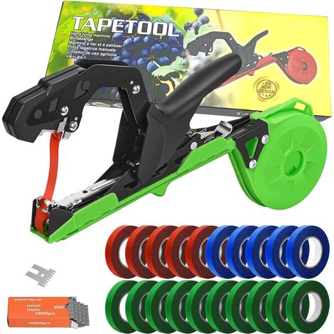 Tying Machine Plant Branches Plants Tutor Tomato Strapping Machine Tool Gardening Bound Plant Gardening Tools with 20 Rolls of Adhesive Tape for Garden Fruits Vegetables Flowers Tomatoes Vine (1/5)