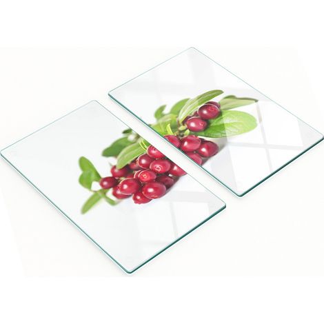 Juego de dos tablas de cocina decorativas de cristal color ar谩ndano, 2x30x52 cm.