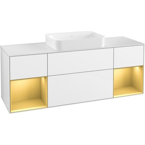 V&B Waschtischunterschrank Wandbeleuchtung Finion 160x60,3x50,1cm, Rg g m Lac, glo wh. Lac (1/2)