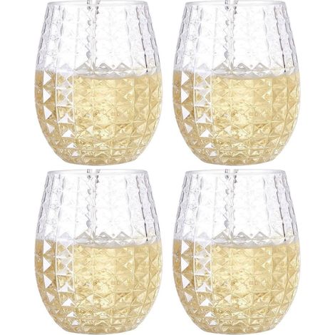 Lot de 4 Verres à vin, Plastique sans BPA, Design ananas, Incassables, Intérieur et extérieur (1/5)