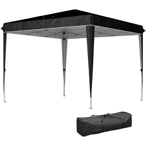 3x3 m großer Pavillon für 6-9 Personen, höhenverstellbar, mit Abflusslöchern, aus Metall und schwarzem Oxford-Gewebe