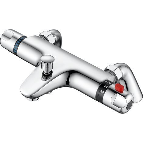 Robinet de mélangeur de douche de bain thermostatique, Robinets de baignoire thermostatique montés sur pont, Robinets de mélangeur de bain thermostatique avec douche, 180mm (1/5)