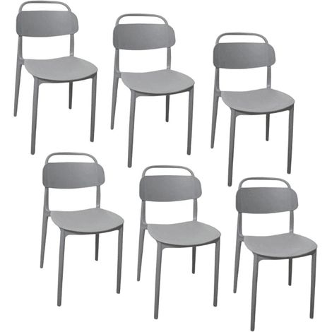 Kit 6 sedie polipropilene cucina cucina bar ristorante sedia interno esterno grigio cue221