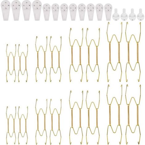 Support Pour Assiettes - Acier Inoxydable Doré - 6 8 10 12 Pouces - 16 Pièces - Pour Décoration Murale Intérieure Extérieure (1/5)