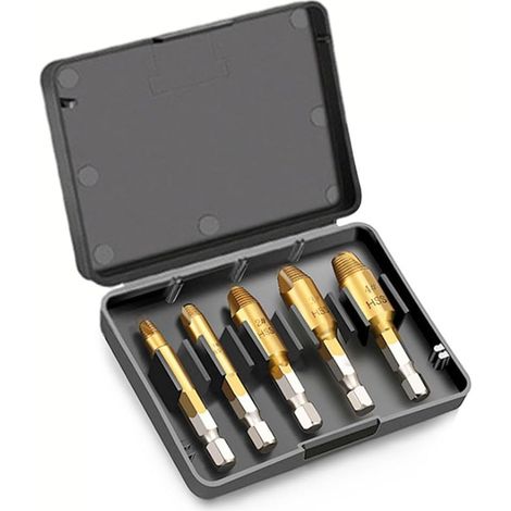 Lot de 5 extracteurs de vis pour enlever les vis cassées, outil de réparation de filetage coulissant compatible avec vis à bois et à machine, alliage trempé