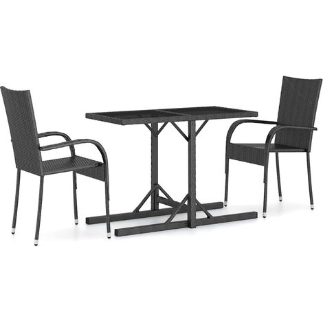 Maison Exclusive - 3-tlg. Garten-Essgruppe Schwarz