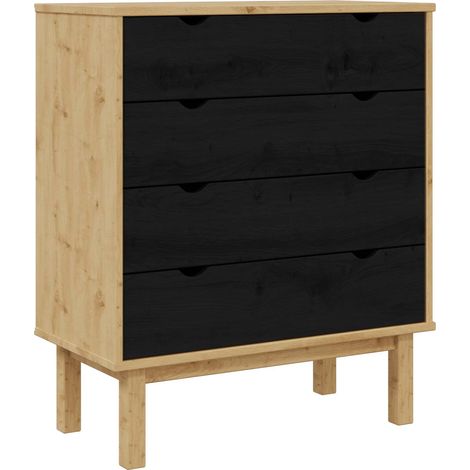 Cajonera OTTA Negro 76,5 x 39,5 x 90 cm Madera de Pino Maciza vidaXL