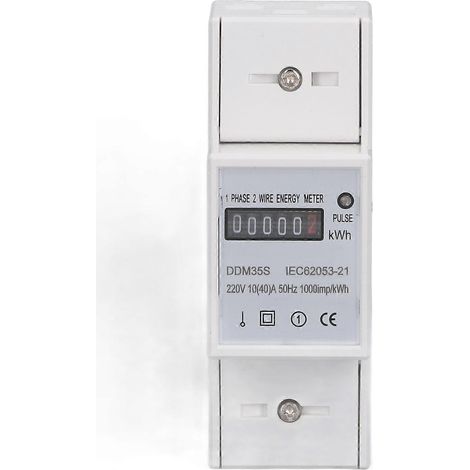 Testeur numérique monophasé d'énergie pour montage sur rail DIN, 10–40 A, 220 V CC