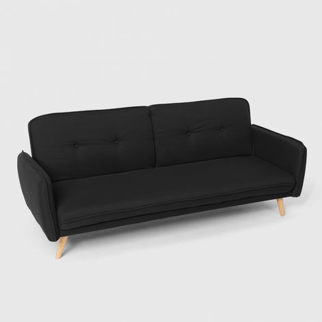 Divano letto clic clac 3 posti reclinabile design nordico in tessuto Merida - Nero