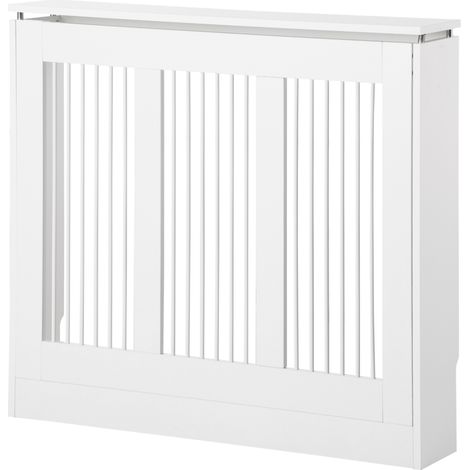Cubierta de Radiador Blanco 90x18x84 cm MDF Estante Moderno Vertical
