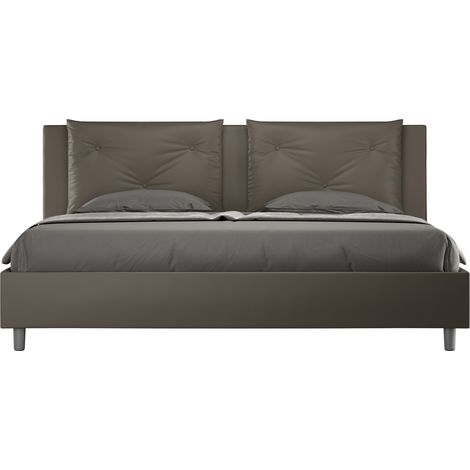 Cama doble 180x200 king size contenedor acolchado Appia K Color: Marrón - Versión: Con caja de almacenaje (1/5)