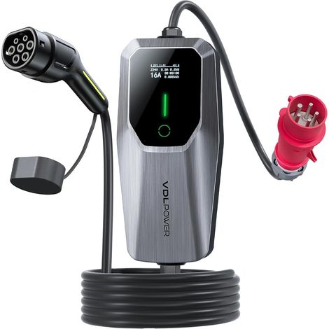 Electric Car Charger, 11KW EV Charger Type 2, Schuko Type 2 Cable, Adjustable Current [3-Phase][6-16A], Charging Cable 5M, IP65 Waterproof, Adjustable Charging Time [30 Min-5H] (1/5)