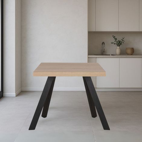Tavolo fisso Marburg 80x80x74H con piano rovere e struttura in acciaio antracite (1/2)