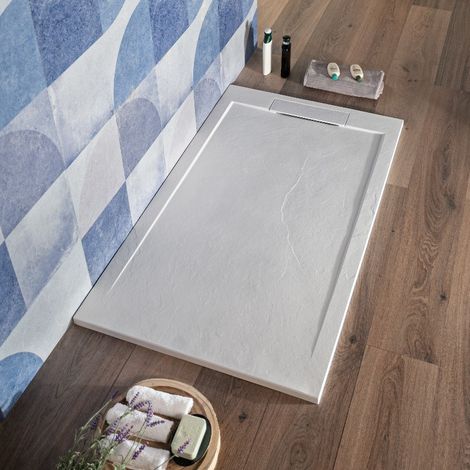 Piatto Doccia 70x120 Cm Bianco Rettangolare Marmoresina Effetto Pietra Cover (1/4)